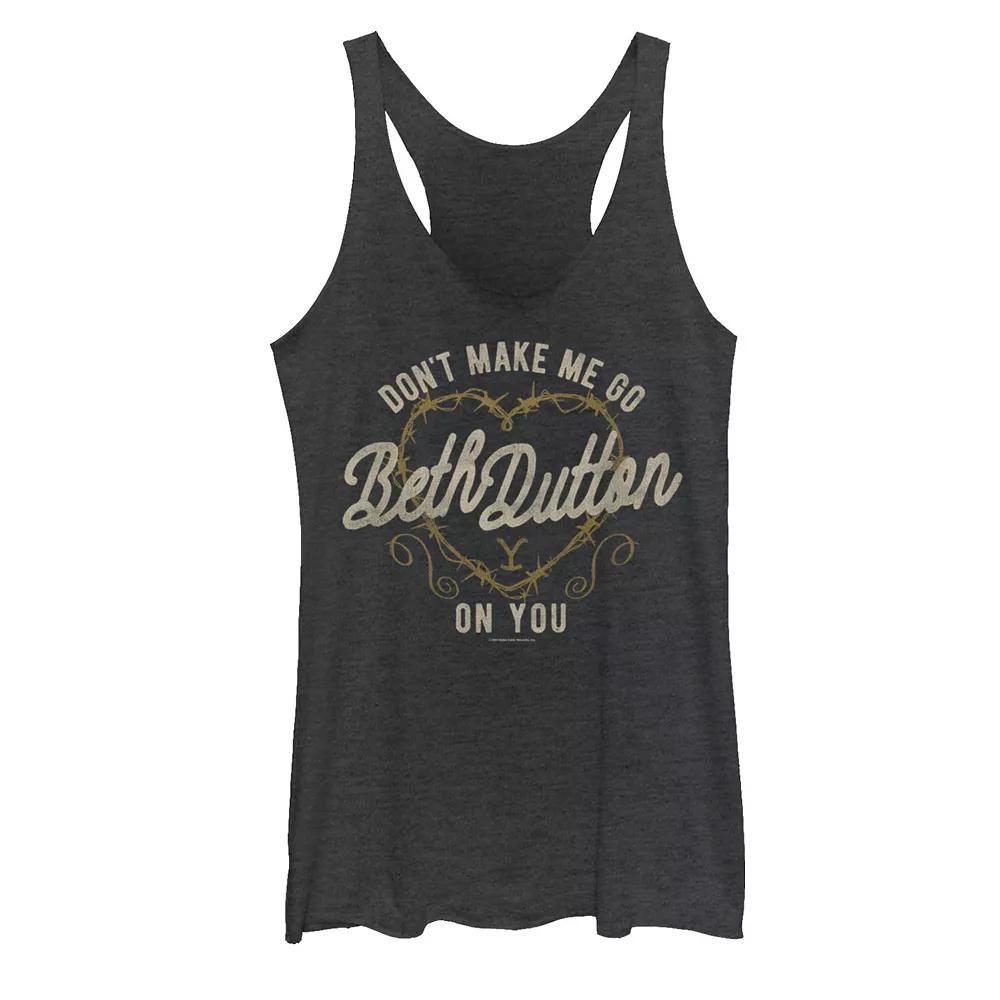 Juniors' Yellowstone "Don't Make Me Go Beth Dutton On You" Graphic Tank Top, Girl's, Size: XS, Black Grey Product Image