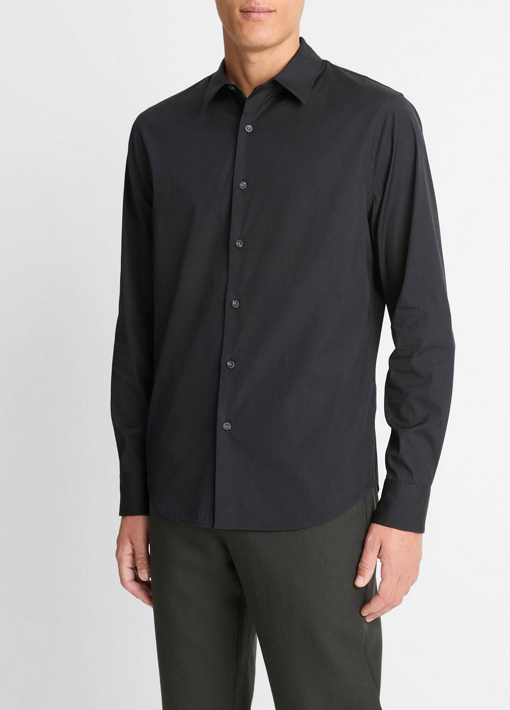 Mens Stretch-cotton Poplin Shirt, Black, Size XXL Vince Product Image