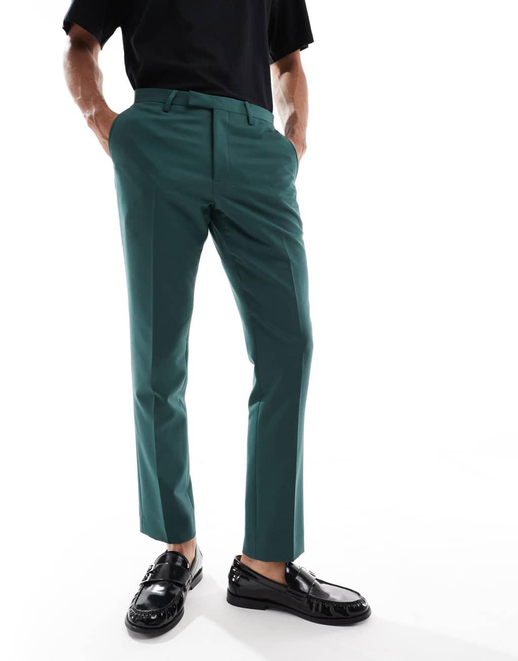 Twisted Tailor Buscot skinny suit pants in forest green - part of a set Product Image