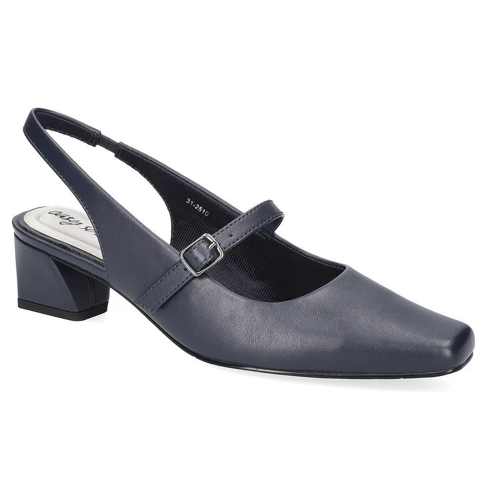Easy Street Women's Cameo Square Toe Slingback Pumps, Size: 6.5 XW, Blue Product Image