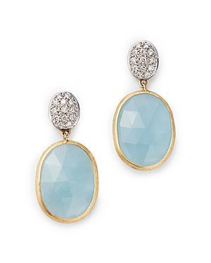 Marco Bicego 18K White & Yellow Gold Siviglia Aquamarine & Diamond Cluster Drop Earrings Product Image