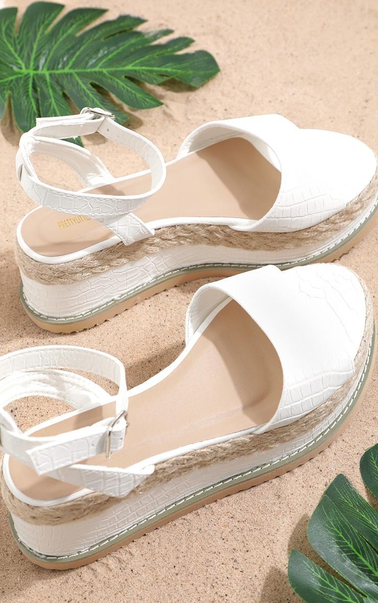 White Croc Faux Leather Flatform Sandal Product Image
