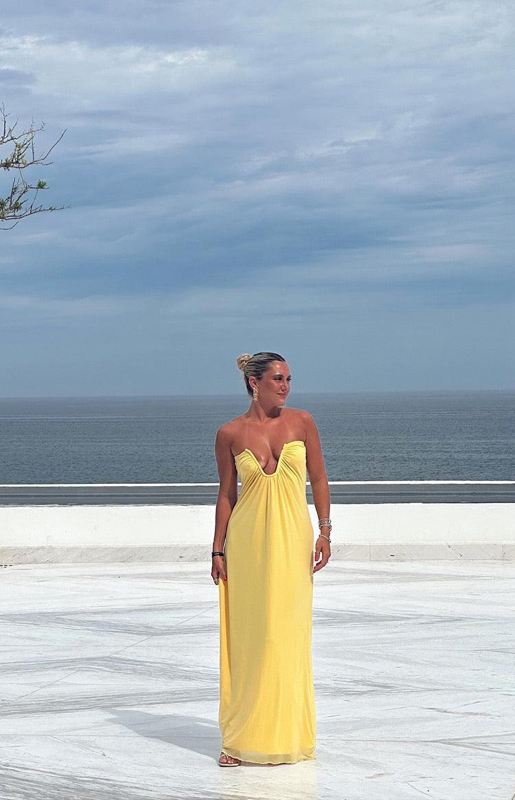 Braelyn Yellow Strapless Maxi Dress Product Image