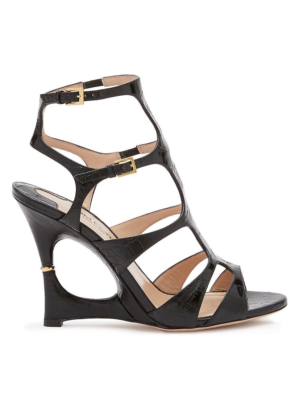 Womens Paradis 105MM Crocodile-Embossed Leather Wedge Sandals Product Image