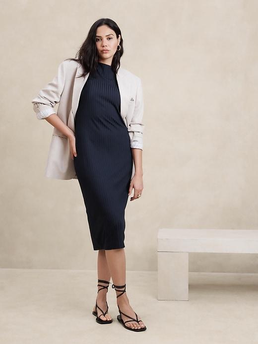 Wide Ribbed Midi Dress Product Image
