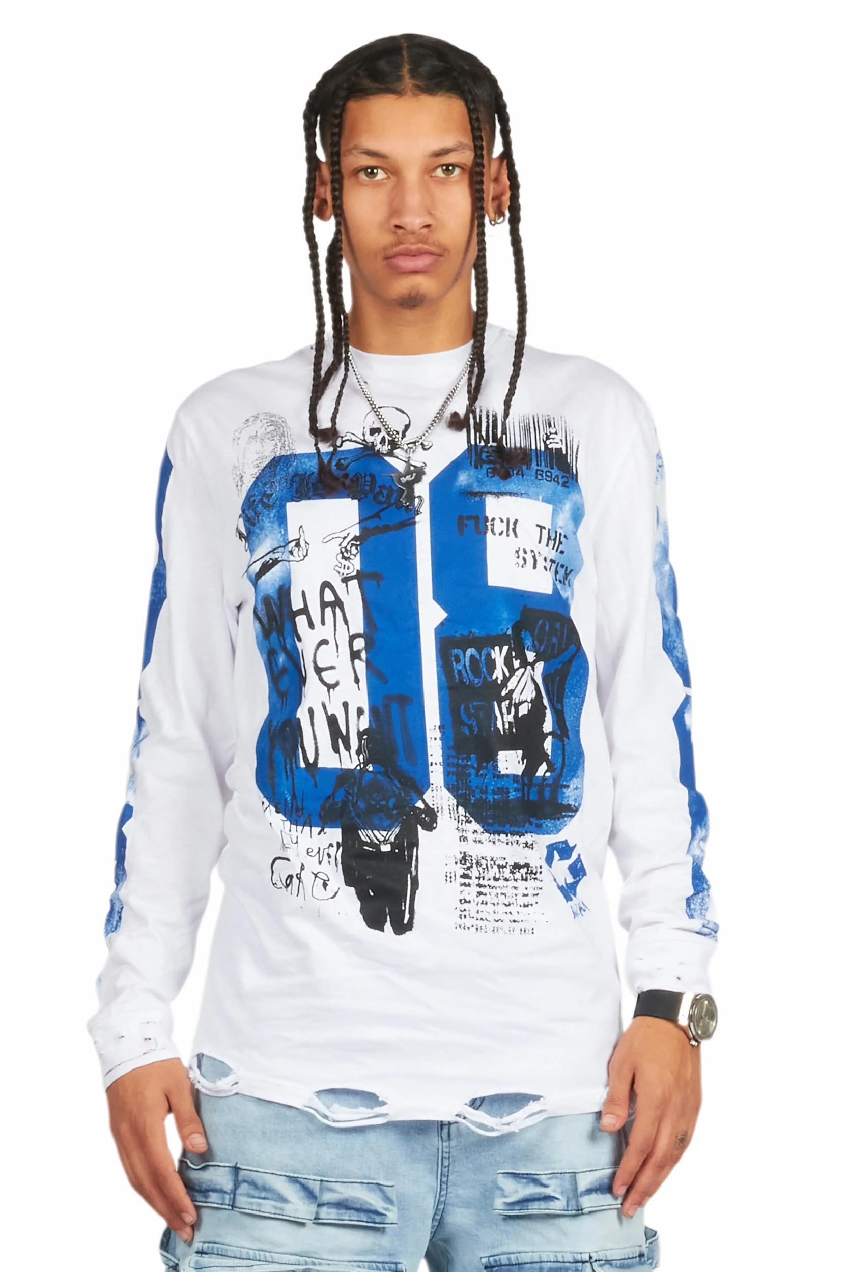 Grill White Long Sleeve Graphic T-Shirt Male Product Image
