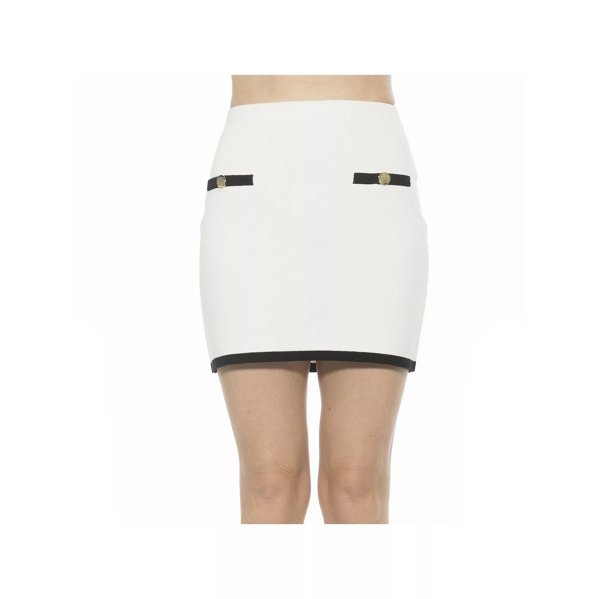 Women's ALEXIA ADMOR Denver Knit Mini Skirt, Size: Small, Ivory Product Image