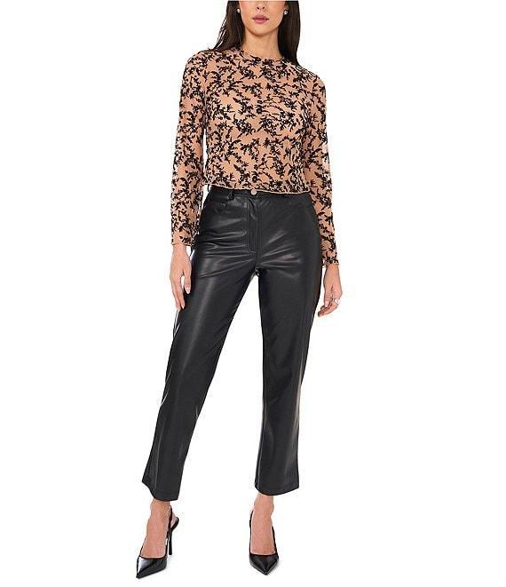 Vince Camuto Woven Mock Neck Long Sleeve Floral Print Blouse Product Image
