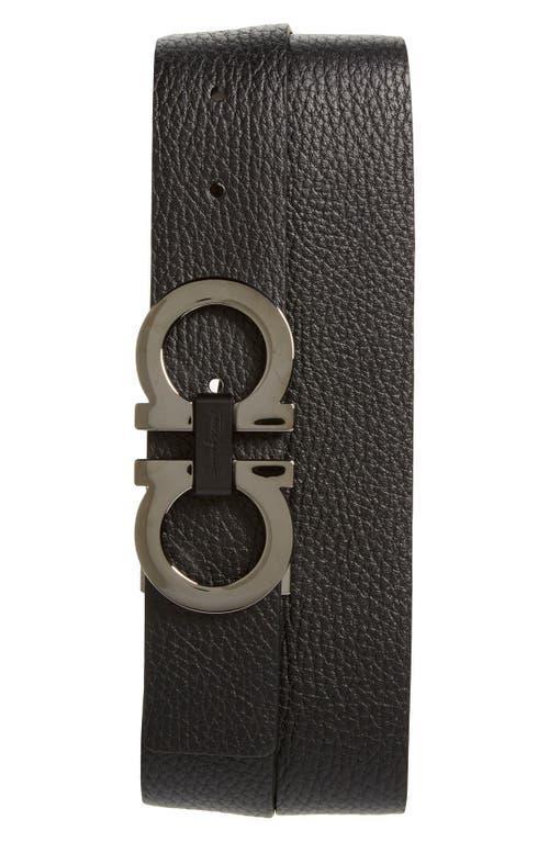 Mens Reversible Leather Double-Gancio Belt Product Image