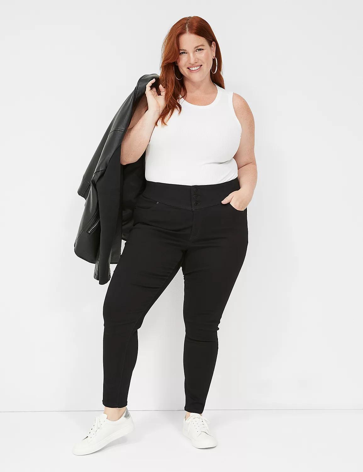 3-Button High-Rise Sateen Jegging Product Image