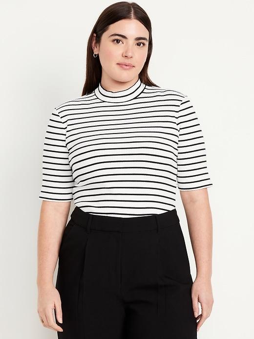 Ribbed Mock-Neck Top Product Image