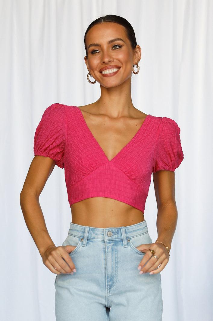 Wrap Me Crop Hot Pink Product Image