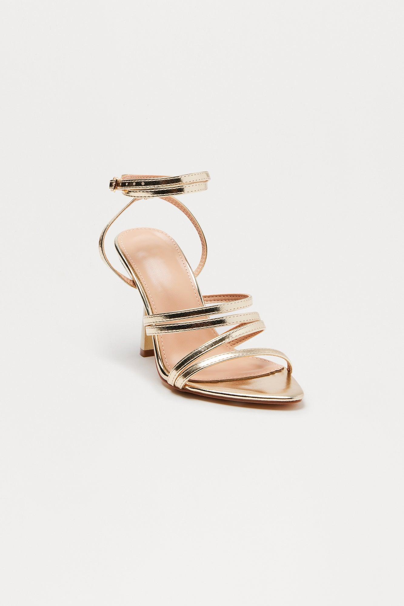 Affinity Ankle Strap Heels - Gold Product Image