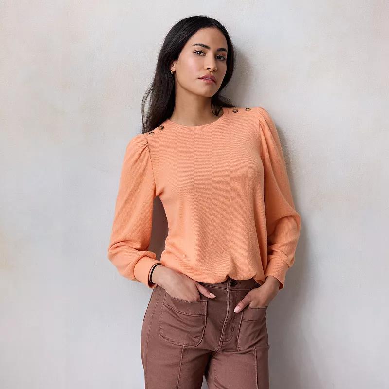 Women's LC Lauren Conrad High Cuff Crew Top, Size: Medium, Pink Whipe Product Image
