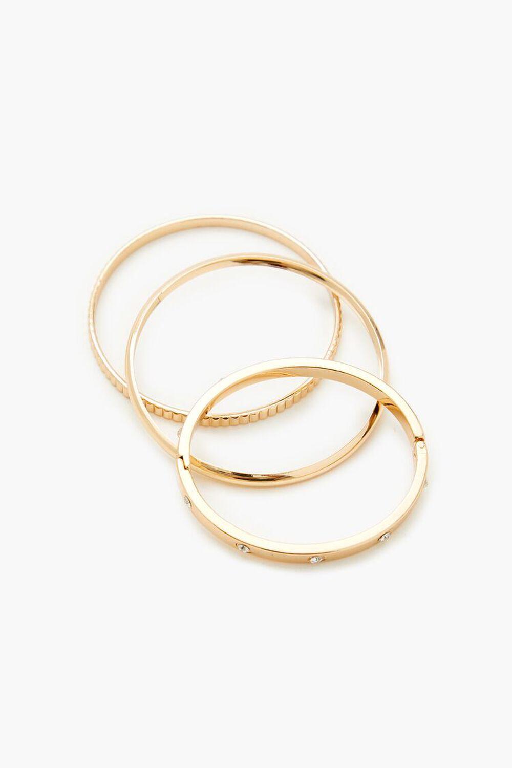 Rhinestone Hinge Bangle Bracelet Set | Forever 21 Product Image