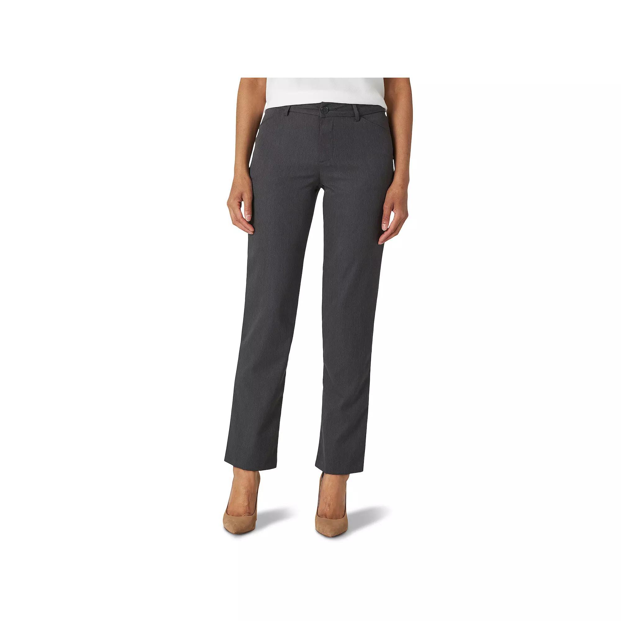 Womens Lee Wrinkle-Free Relaxed Fit Straight-Leg Pants Grey Heather Product Image