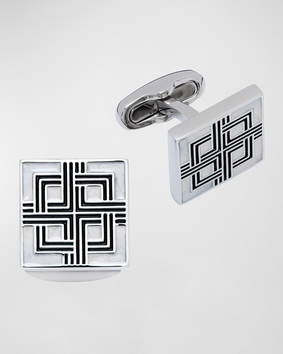 Mens Square Enamel Deco Cufflinks Product Image
