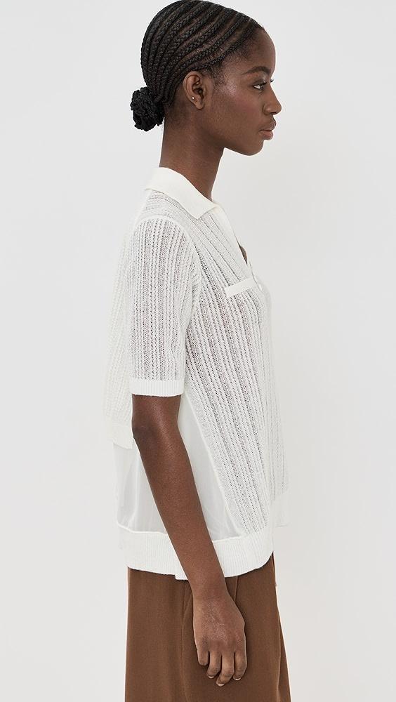 3.1 Phillip Lim Airy Open Cable Double Layer Polo with Pleated Chiffon | Shopbop Product Image