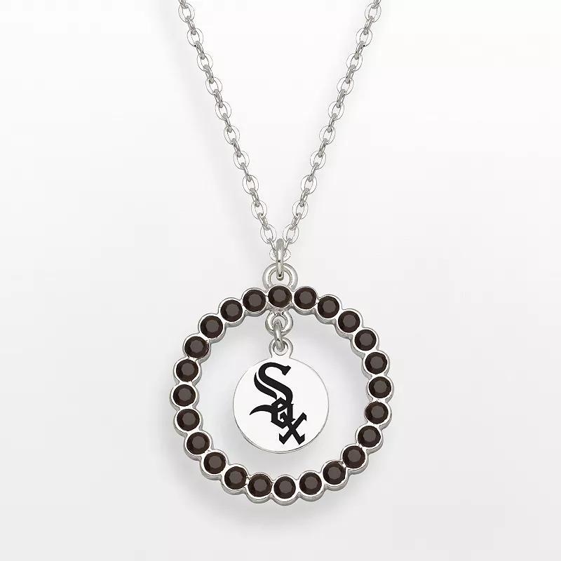 LogoArt Chicago White Sox Silver Tone Crystal Logo Charm Circle Pendant, Women's, Size: 18" Product Image