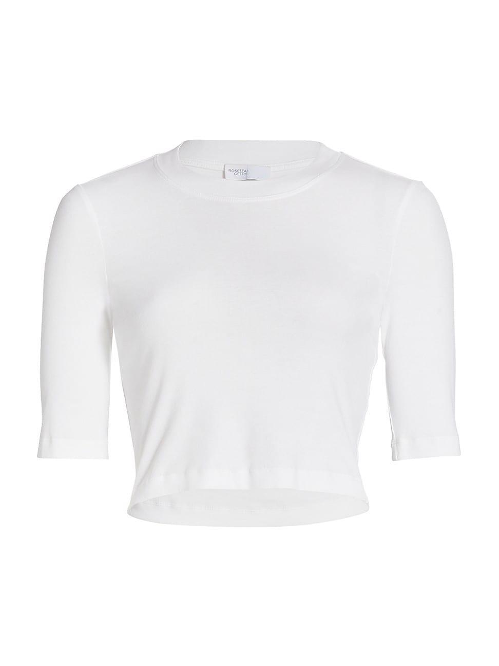 Rosetta Getty Cropped Sleeve T-Shirt White XS Product Image