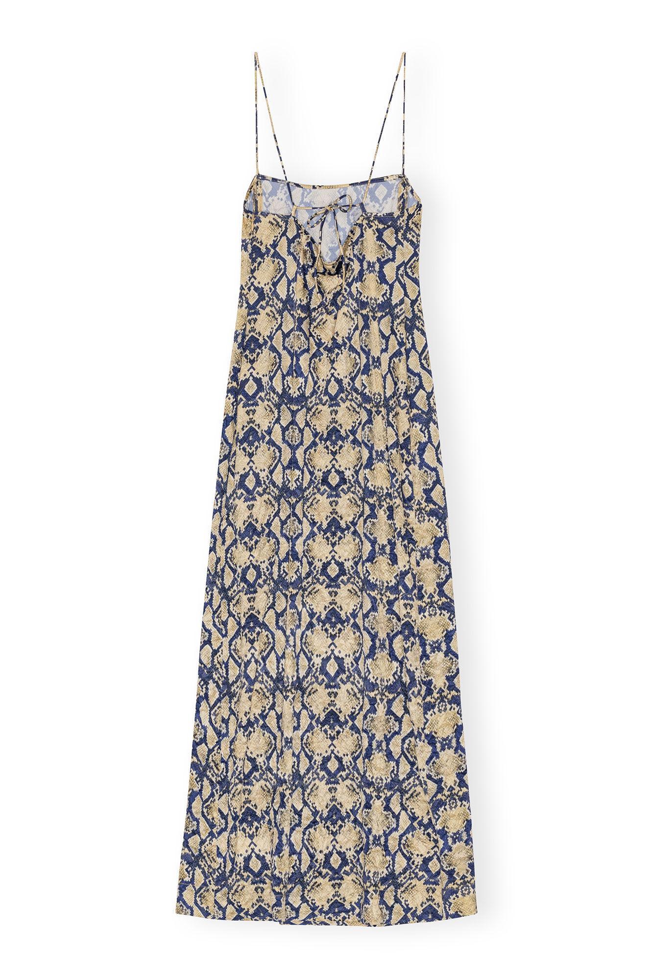 Snake Printed Crinkled Satin Midi Slip Dress Product Image