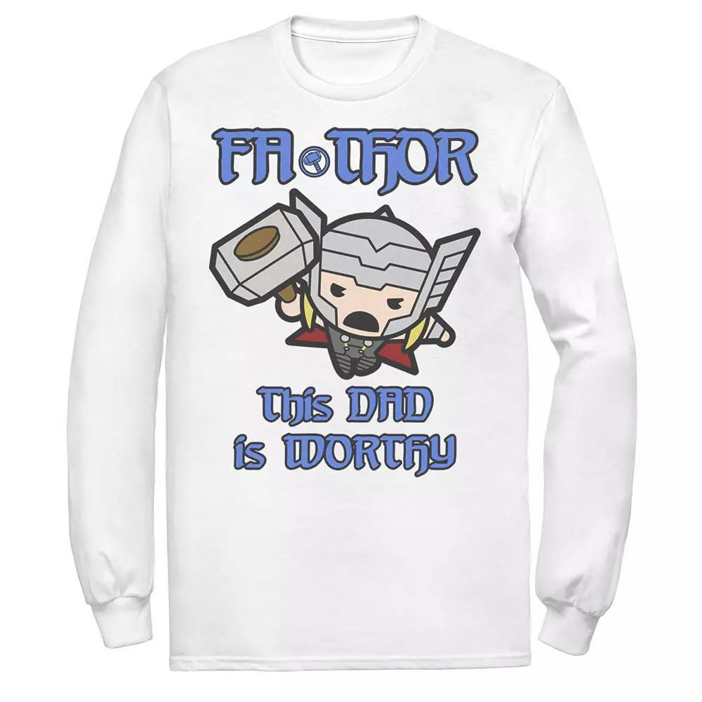 Men's Marvel Fa-Thor Kawaii Thor This Dad Is Worthy Father's Day Tee, Size: Small, White Product Image