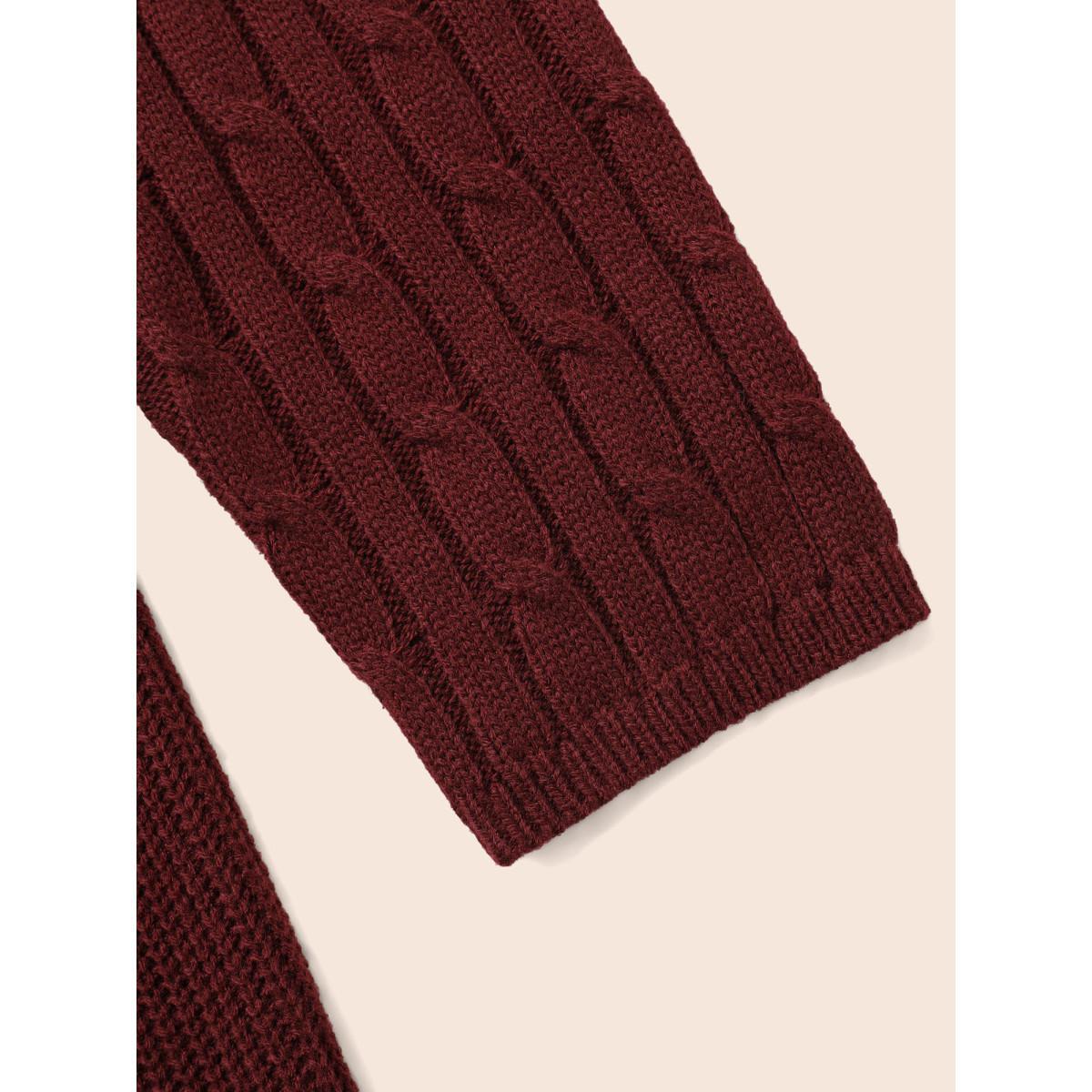 Plus Size Cable Knit Fit-and-Flare Midi Sweater Dress Black Women Elegant Bodycon Long Sleeve Everyday Sweater Dresses BloomChic 26/4X Product Image
