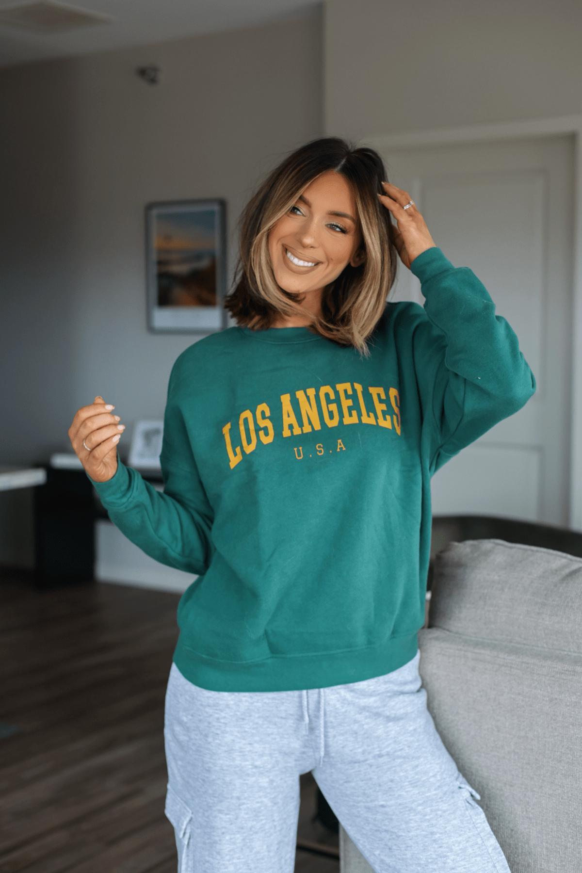 Hunter Green Los Angeles Graphic Pullover - FINAL SALE Product Image