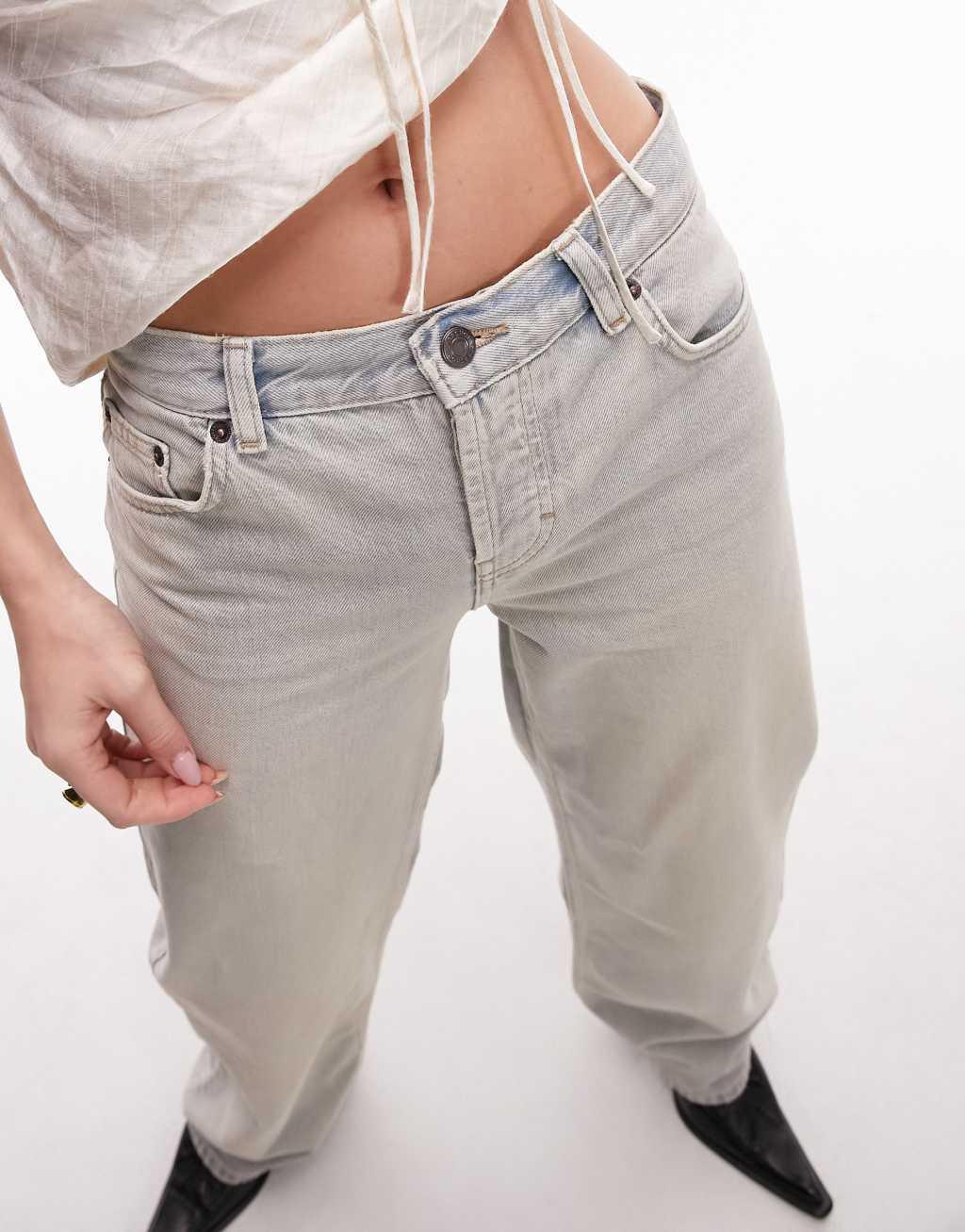 Topshop Ember low rise wide leg jeans in black  Product Image