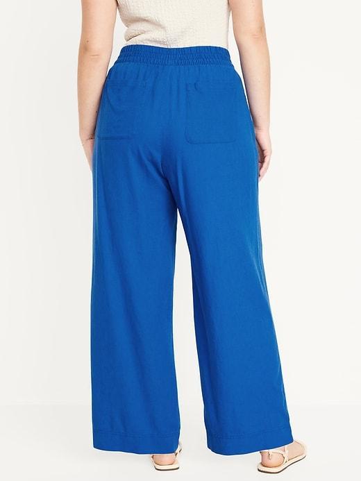 High-Waisted Linen-Blend Wide-Leg Pants Product Image