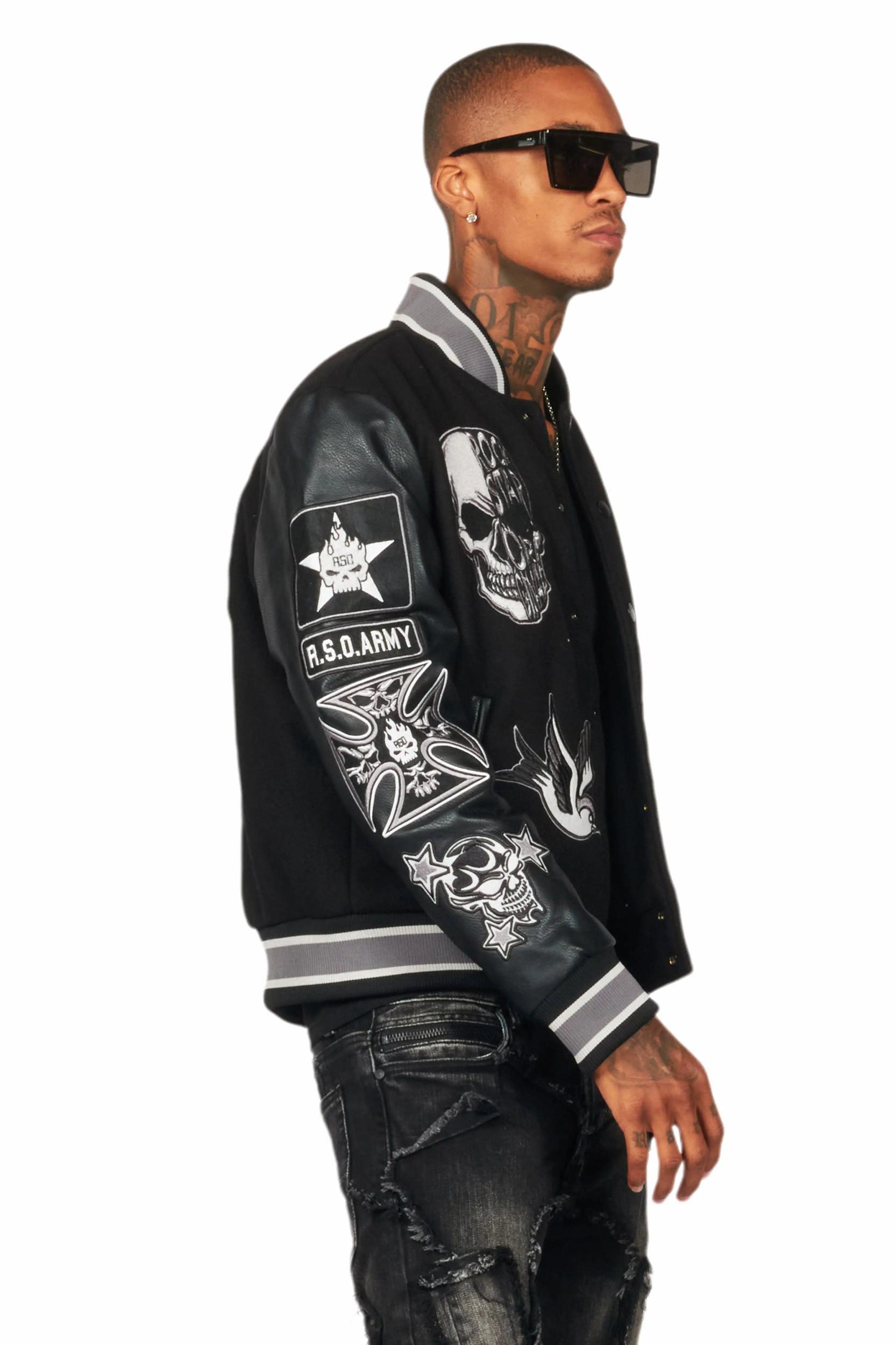 Vidar Black Varsity Jacket Male Product Image
