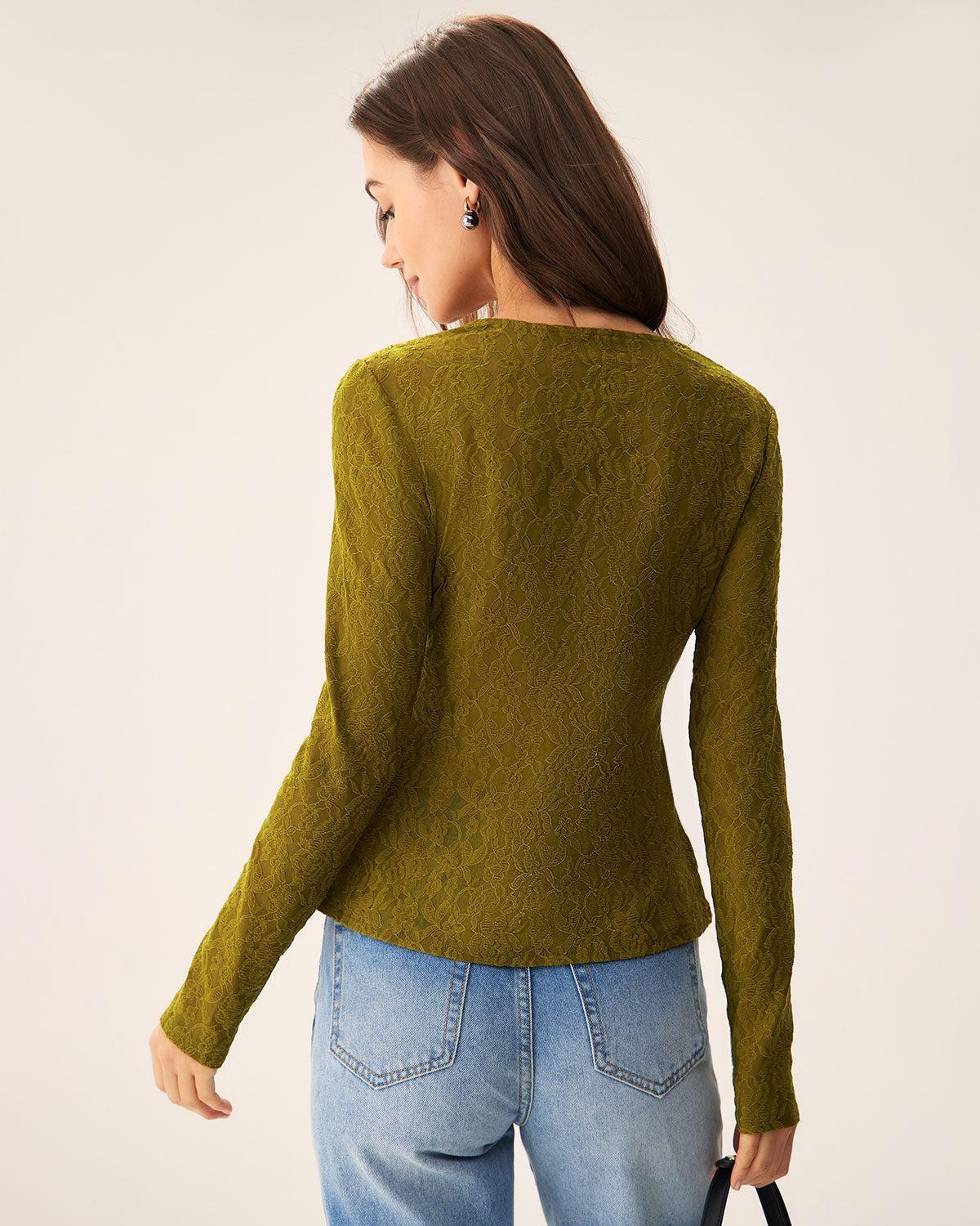 Green Boat Neck Slim Tee Product Image