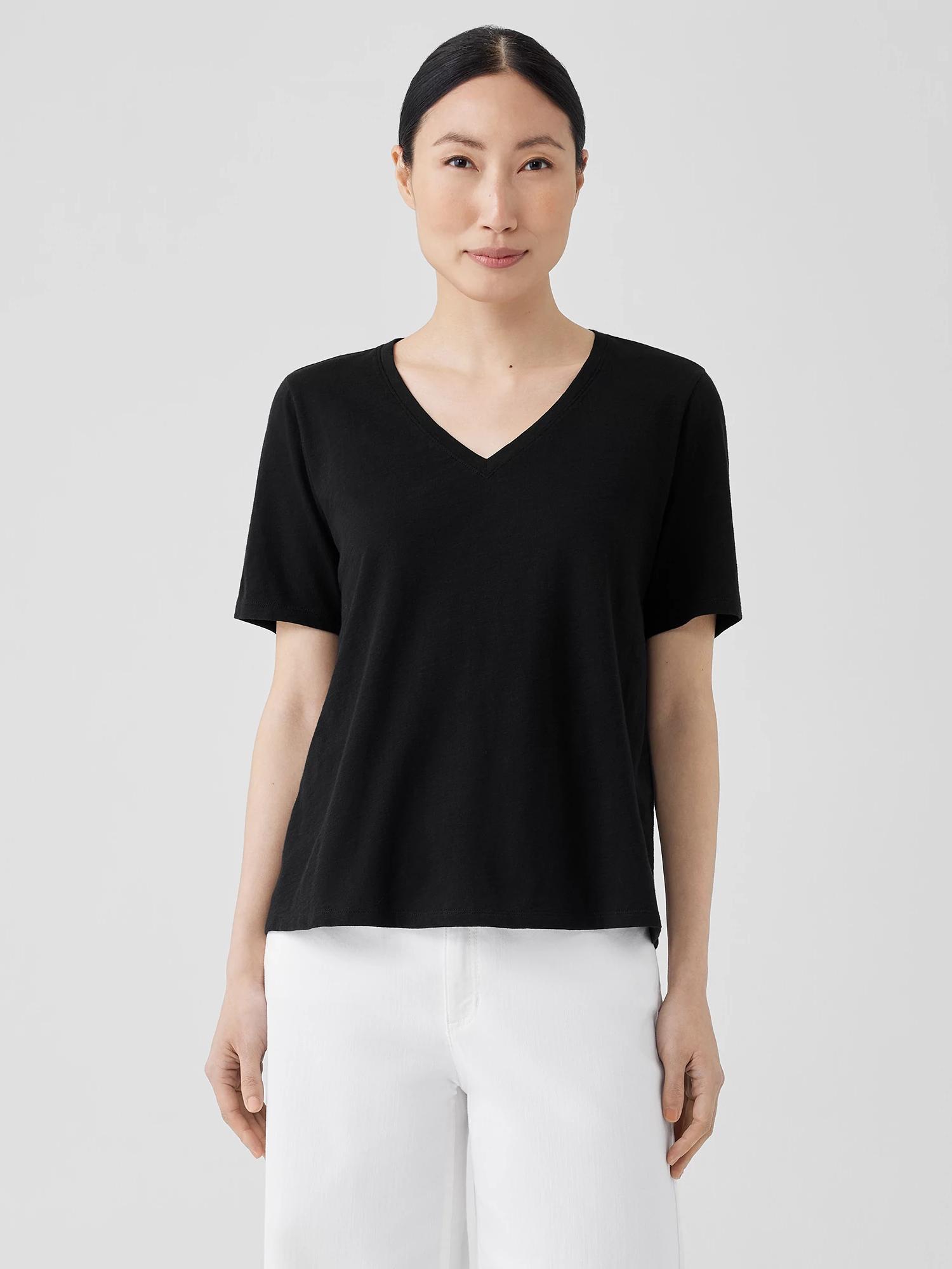 Organic Cotton Slub V-Neck Tee Product Image