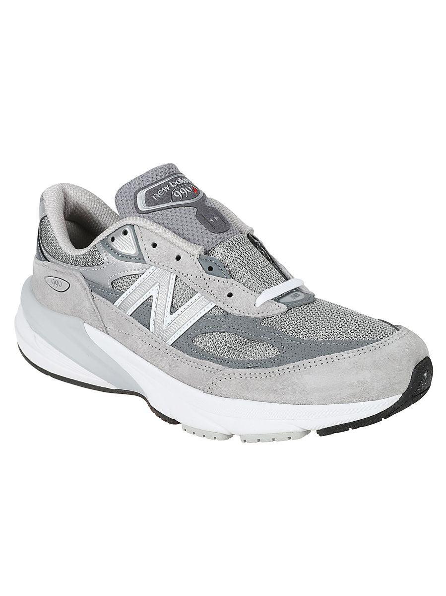 NEW BALANCE Grey Low Top Sneakers With Logo Detail In Suede And Tech Fabric Man Product Image