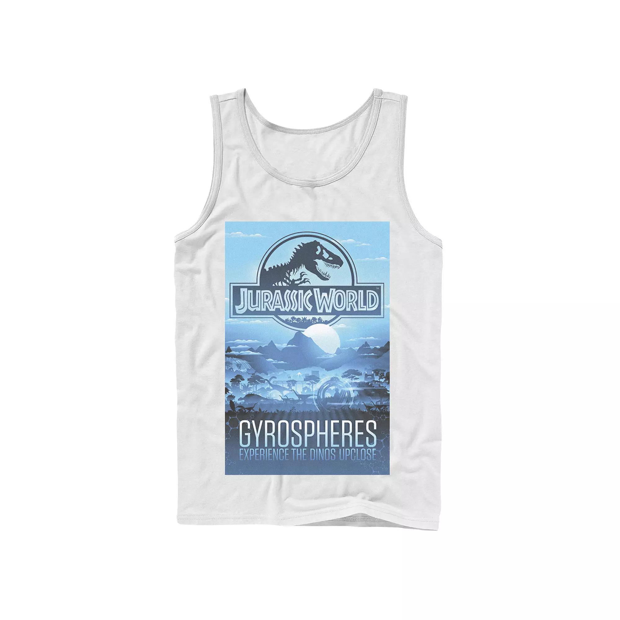 Men's Jurassic World Gyrospheres Tour Park Poster Graphic Tank Top, Size: XL, Black Product Image