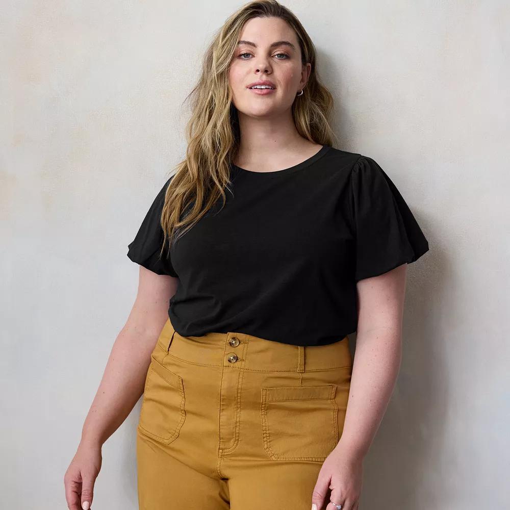 Plus Size LC Lauren Conrad Bubble Sleeve Tee, Women's, Size: 1XL, Blue Water Product Image