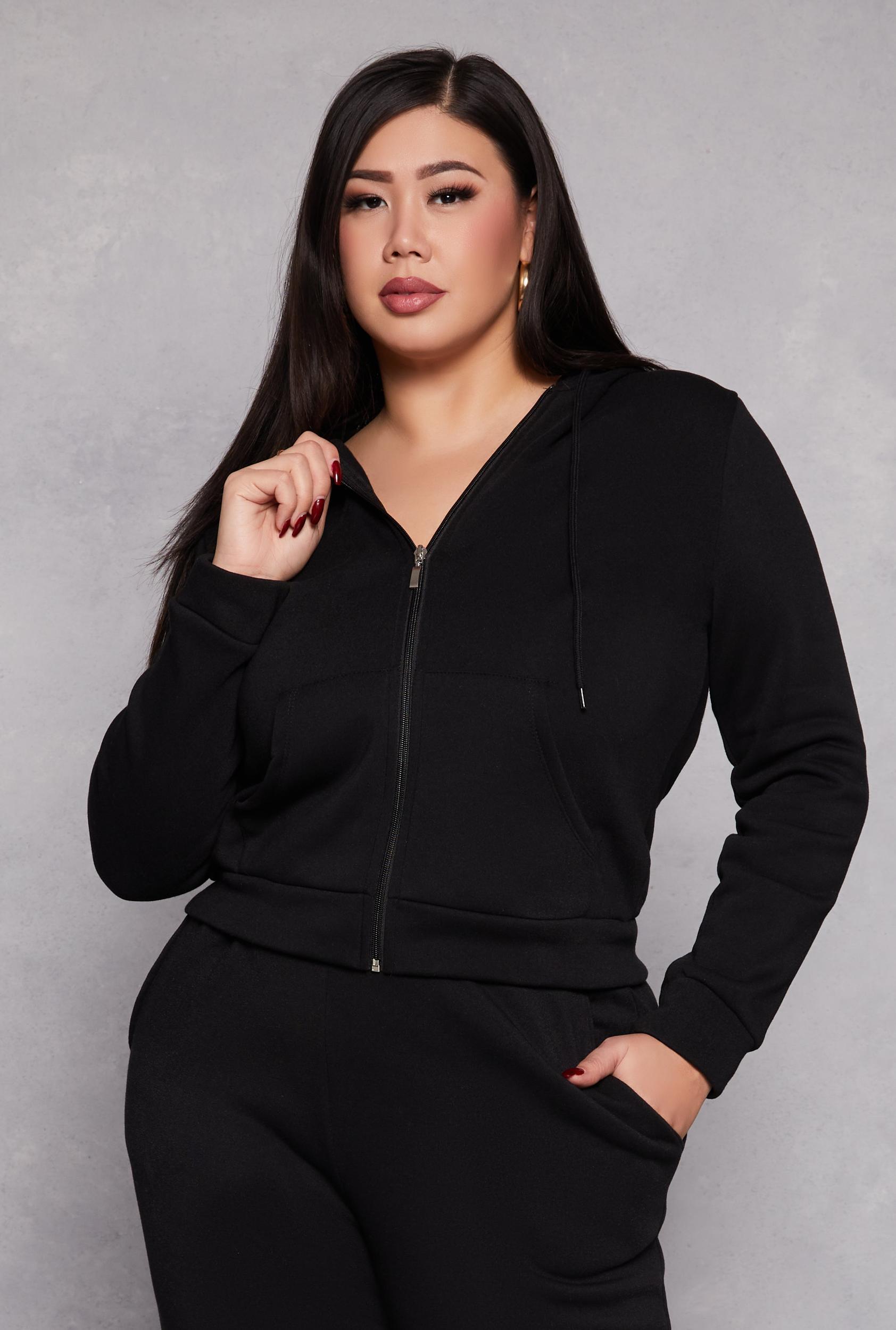 Womens Plus Size Fleece Lined Zip Front Hoodie Product Image