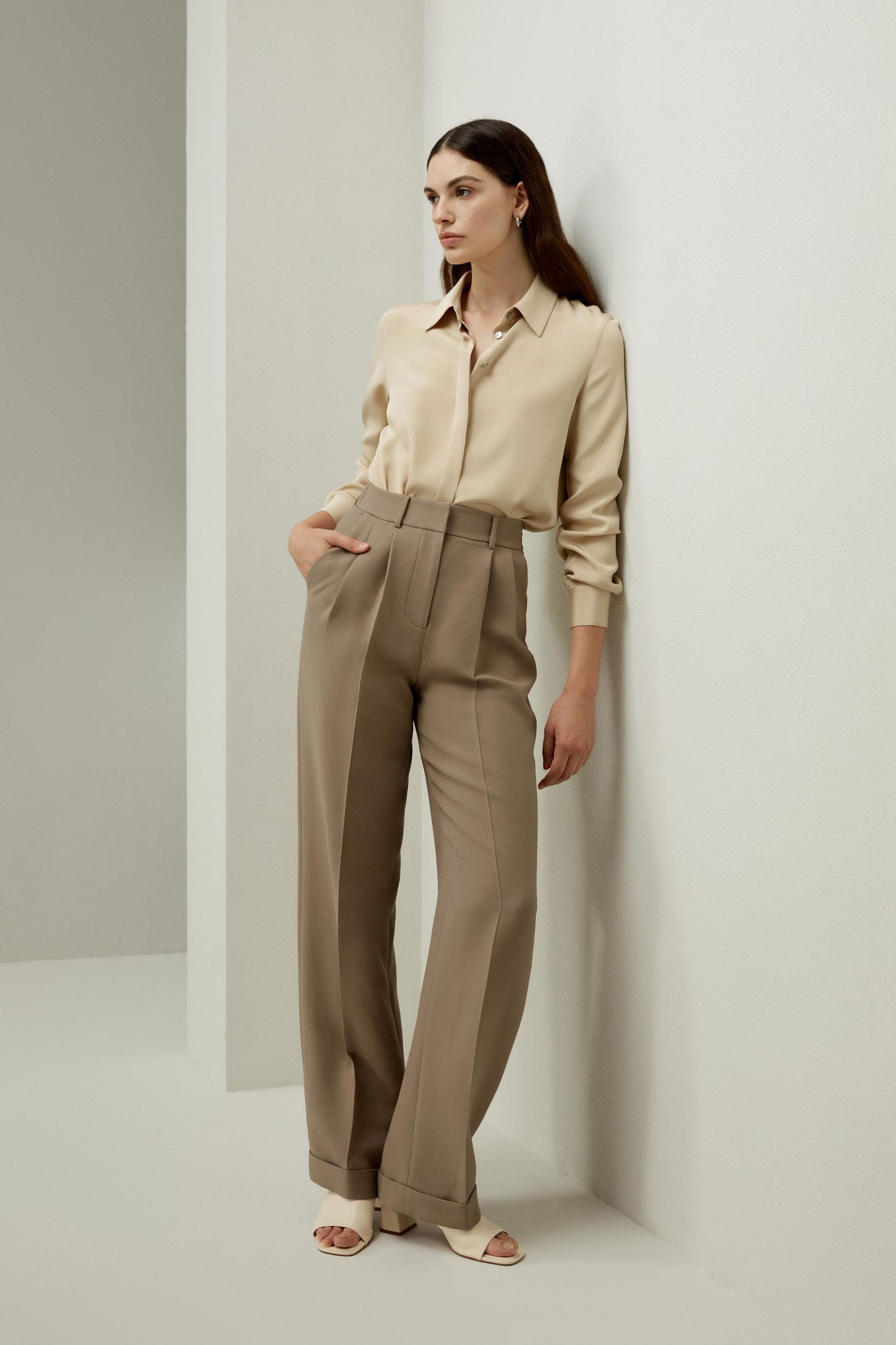 Graceful Button Up Silk Blouse Product Image