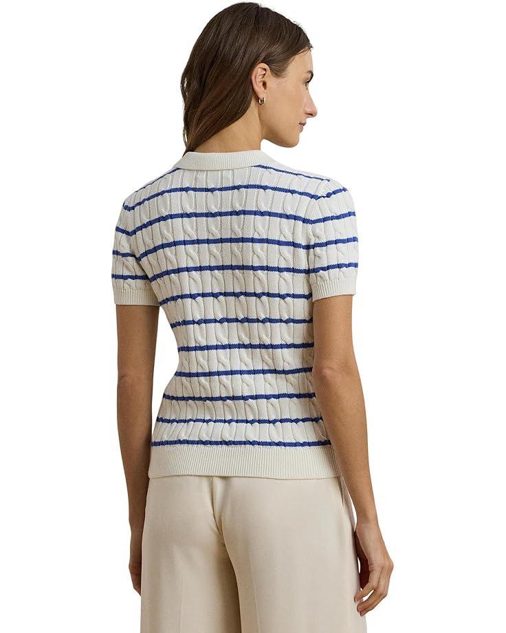 Cable-Knit Cotton Polo Sweater Product Image