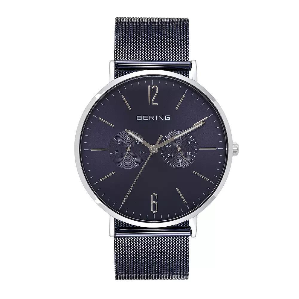 BERING Men's Classic Two Tone Stainless Steel Mesh Watch - 14240-303, Size: Large, Blue Product Image