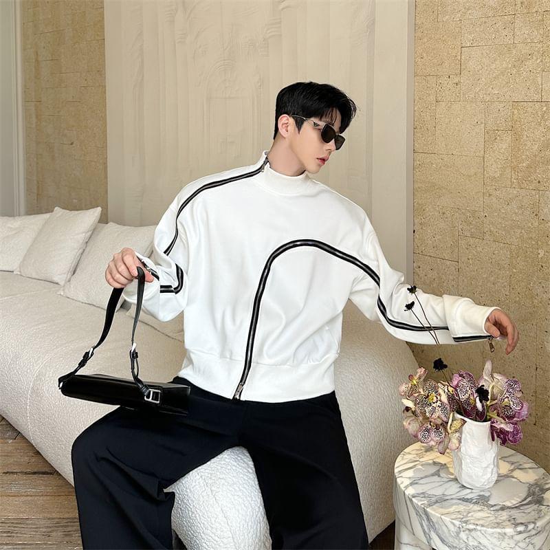 Mock Neck Zip Accent Sweatshirt Product Image