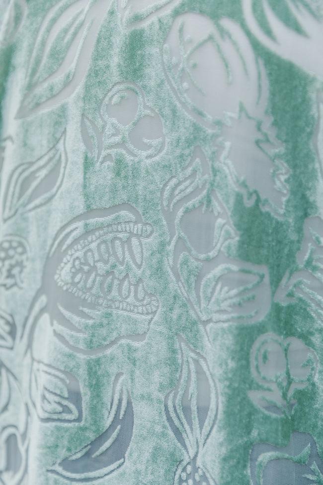 Unapologetically You Sage Velvet Floral Fringe Trim Kimono FINAL SALE Product Image