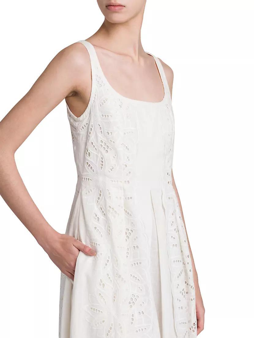Linen-Blend Eyelet A-Line Gown Product Image