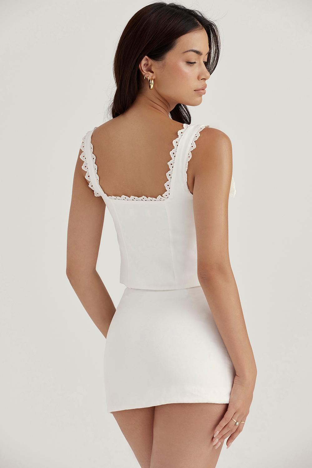 Amber White Lace Trim Top Product Image