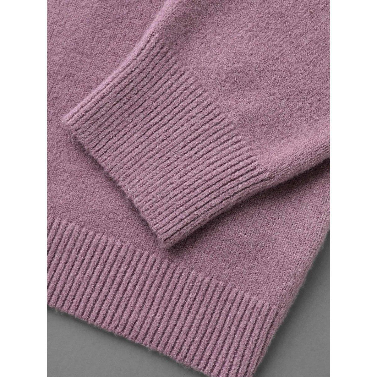 Plus Size Supersoft Essentials Solid Pointelle Knit Pullover Lilac Women Casual Loose Long Sleeve Round Neck Everyday Pullovers BloomChic 18-20/2X Product Image