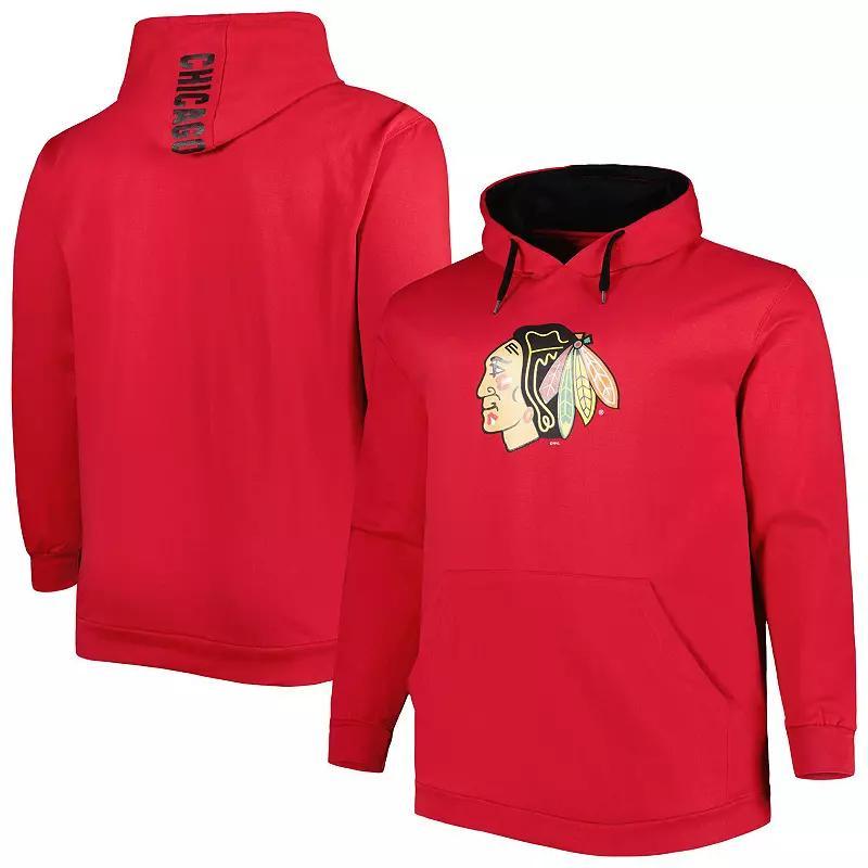 Men's Red Chicago Blackhawks Big & Tall Fleece Pullover Hoodie, Size: 2XB Product Image
