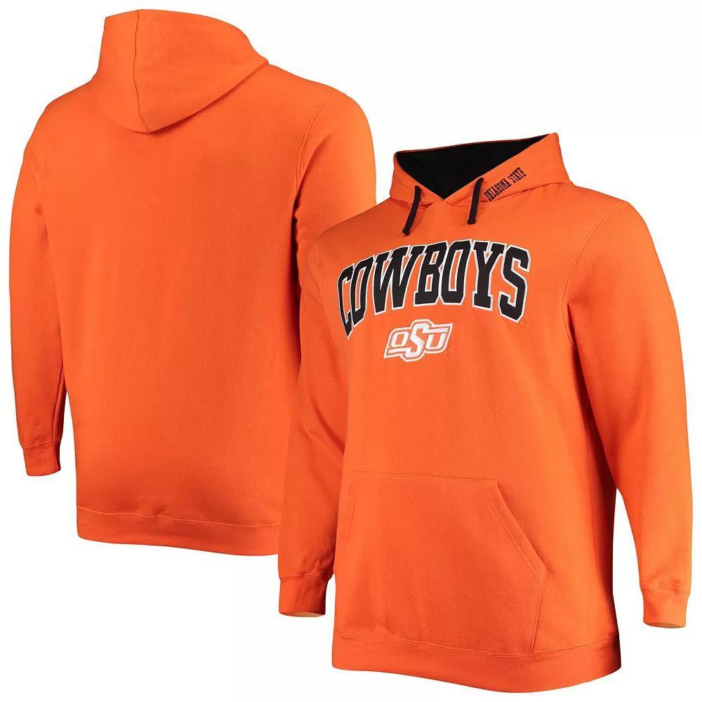 Men's Colosseum Orange Oklahoma State Cowboys Big & Tall Arch & Logo 2.0 Pullover Hoodie, Size: 3XLT Product Image
