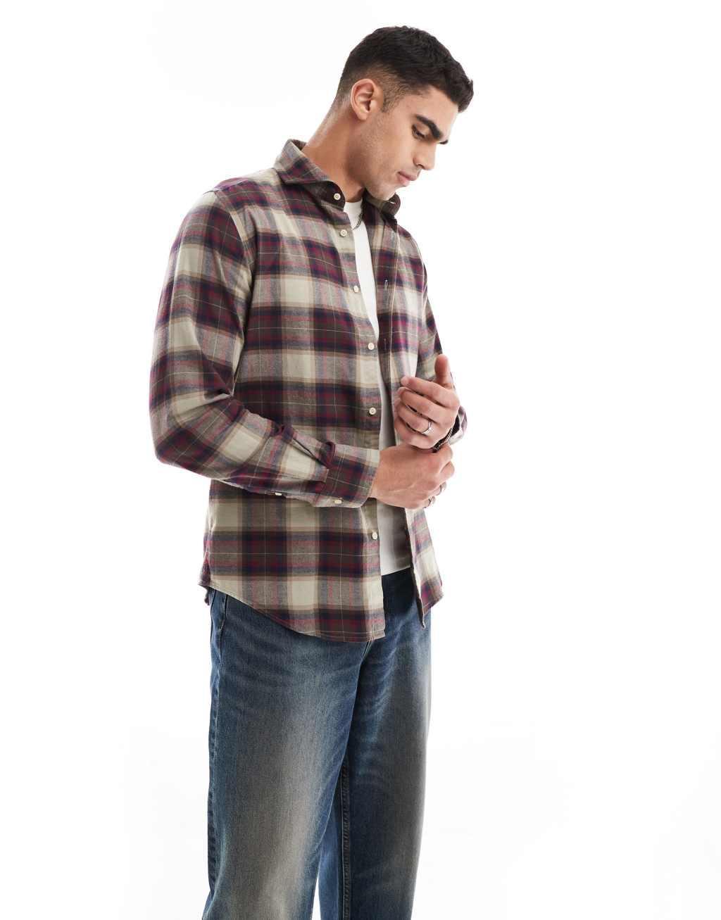 Scalpers Ferdinad Winter Shirt In Taupe Plaid  Product Image