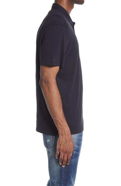 John Varvatos Men's Victor Solid Slub Cotton Polo in Black at Nordstrom, Size Medium Product Image