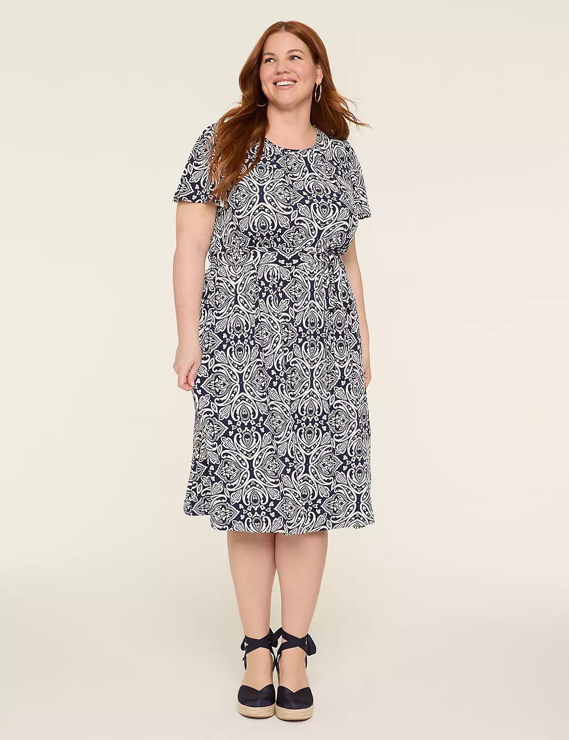 Flutter-Sleeve Tie-Waist Jersey Dress Product Image